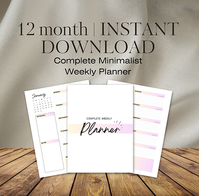 Complete Minimalist Weekly Digital Planner Printable A4 A5 creative gift ideas