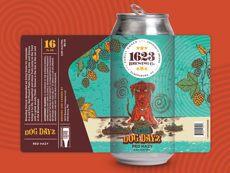 Dog Dayz Red Hazy Beer Label beer beer art beer can beer label beer packaging branding brewery can craft beer design dog drink graphic design hops illustration illustration art label label design packaging packaging design