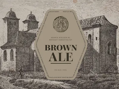 Brown Ale Label design illustration logo