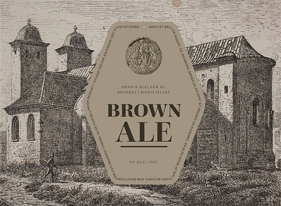 Brown Ale Label design illustration logo