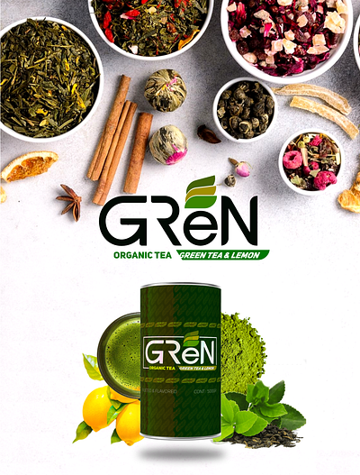 GReN "Organic Tea" adversiting branding corporate image identity design illustration logo marketing product design vector