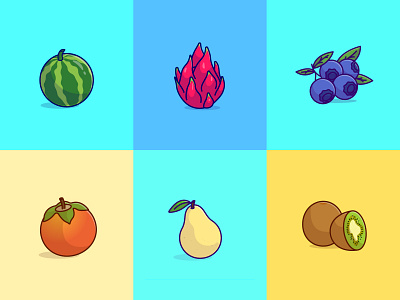 Simple Fruits Cartoon Collections🍇🍈 🍋🍎🥭🍌🥝🥑 banana