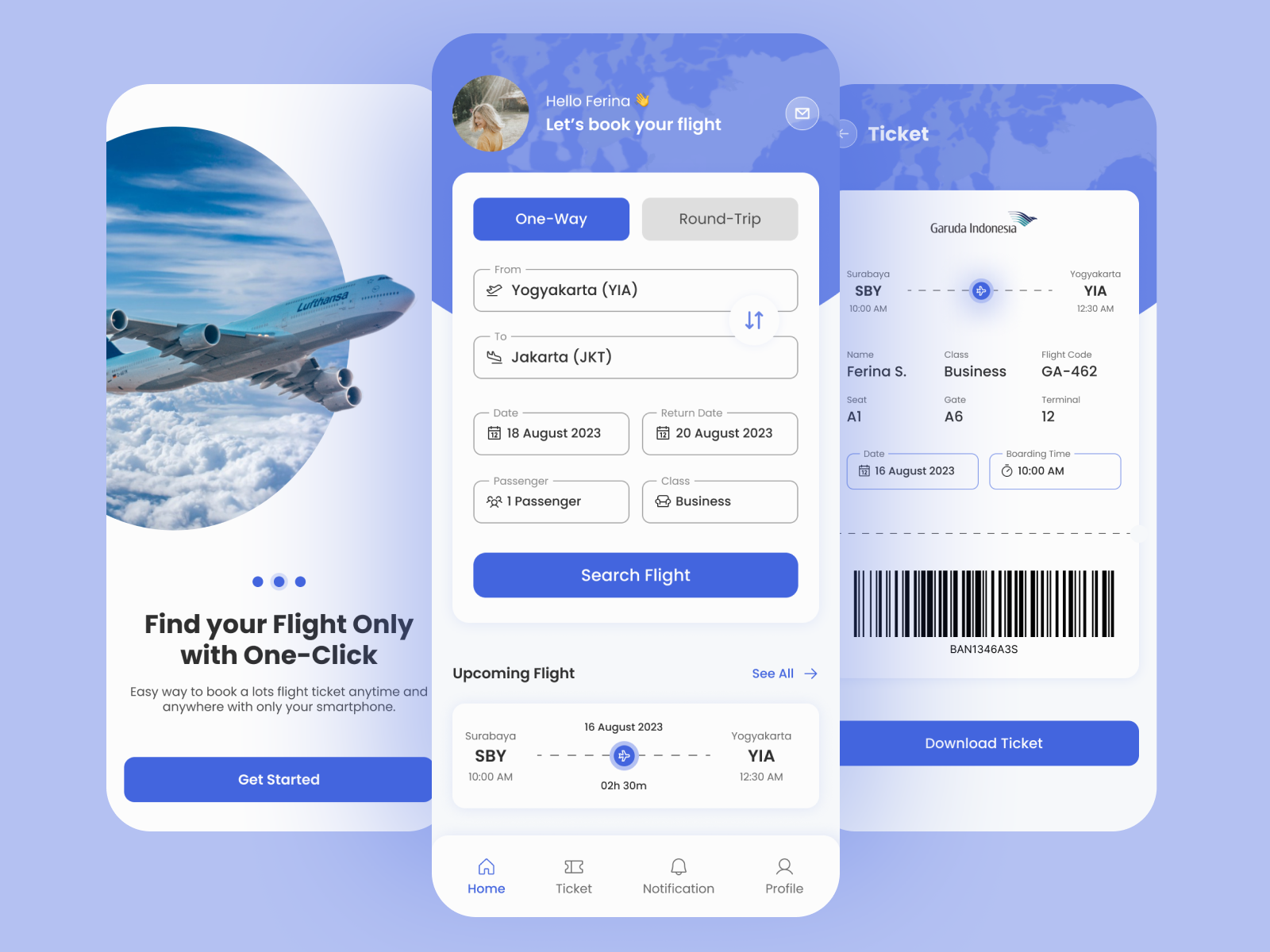 Flight Ticket Booking App by Asyilla Zafarina | zafthesign on Dribbble