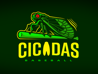 Cicadas Baseball baseball branding cicada design graphic design illustration illustrator insect logo sports logo vector