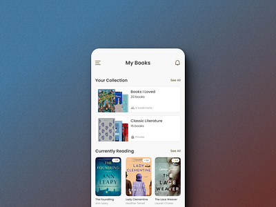 E-Book app book bookmark collection design favorite favorites mobile ui ui challenge ux