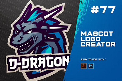 D-DRAGON - E-Sports Logo Creator apparel design dragon dragon gaming esport game gaming graphic graphic design ice dragon logo logos mascot sport template templates