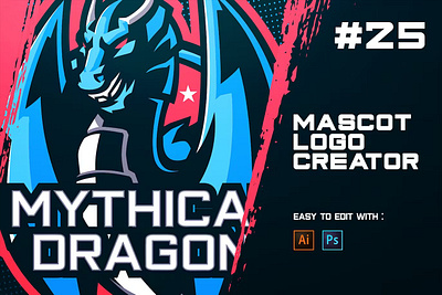 DRAGON - E-Sports Logo Creator apparel branding design dragon dragon fire esport game gaming graphic graphic design illustration logo logos mascot mythical dragon sport