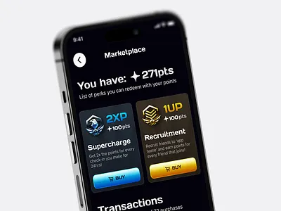 Marketplace — card-based ui design for mobile game blue card design flat design game game shop game ui game ux games gradient gradient buttons graphic design iap ios iphone minimal shop ui ux yellow