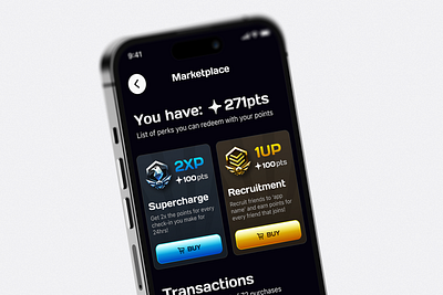 Marketplace — card-based ui design for mobile game blue card design flat design game game shop game ui game ux games gradient gradient buttons graphic design iap ios iphone minimal shop ui ux yellow