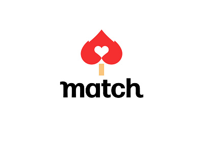 Match bold branding design flame geometric heart logo logodesign match matchstick modern simple