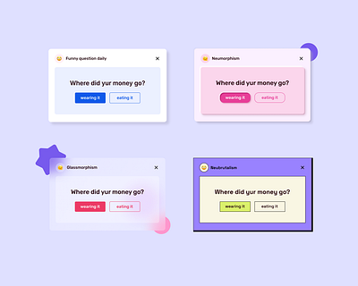Modal Style Design - funny daily question card design daily 100 challenge dailyui design design daily funny design modal pop up product design ui uidesign uiux web design