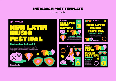 Party Instagram Post Templates branding design graphic design illustration ui ux vector