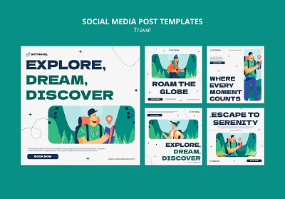 Travel Social Media Post Templates design graphic design illustration typography vector