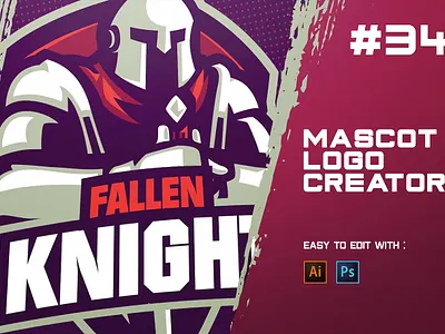 KNIGHT - E-Sports Logo Creator design esport fallen game gaming graphic illustration knight logo logos robot samurai sport templates