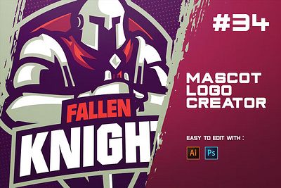 KNIGHT - E-Sports Logo Creator design esport fallen game gaming graphic illustration knight logo logos robot samurai sport templates