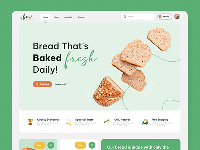 Abcii Bread & Tea Website baked bakery breadtea delicious fresh healthy healthy food healthybread landing page order ui uiux uiux design uxui website