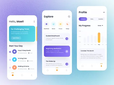 Wellness - Mobile App design gradient graphic design meditate rizki agus ui ui design ux ux design wellness
