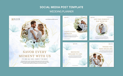 Wedding Instagram Post Templates design graphic design illustration vector