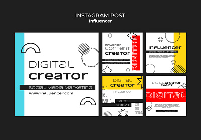 Creator Instagram Post Templates design graphic design illustration typography vector