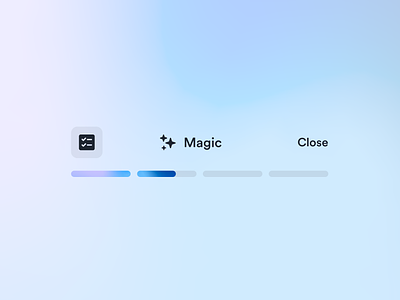 Magic in Progress (bar) ai app design bar blue close dark design gradient icon language learning magic mode progress purple ui ux