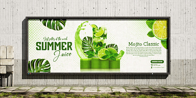 Green Fresh Style Classic Mojito Drink Promotion Banner Design banner design graphic design illustration kqdesigner kqfreelancer mojito summer juice vector