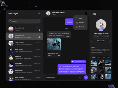 Rocket Rental – Messenger for an online rocket rental platform 3d application design digital product messenger minimal product rental service saas ui ux ux design web app web platform