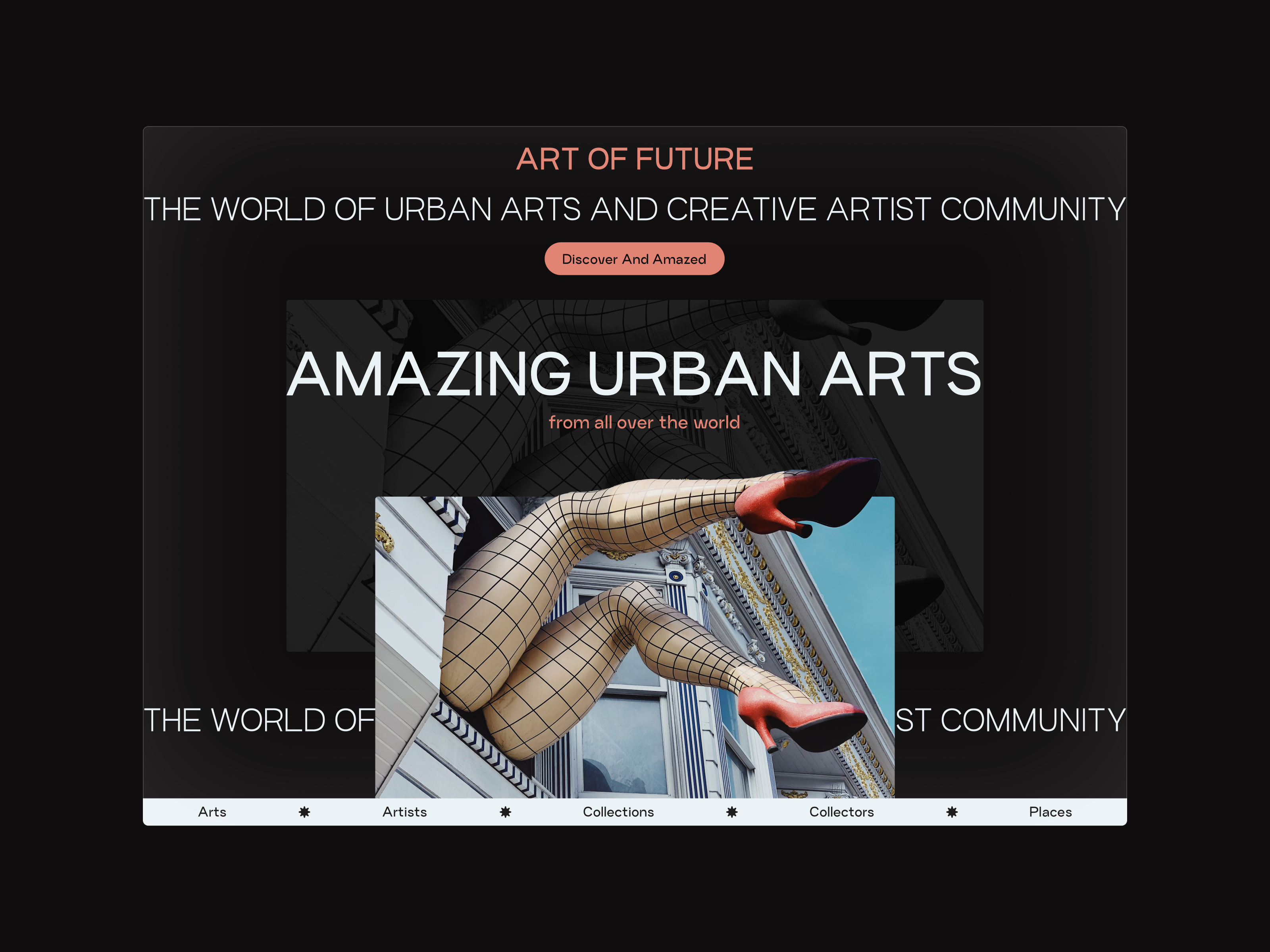 Urban Arts Marketplace art art concept art marketplace classic dark girly hero hero design hero section landing landing page marketplace nude pink old money pink ui design urban urban art urban arts window