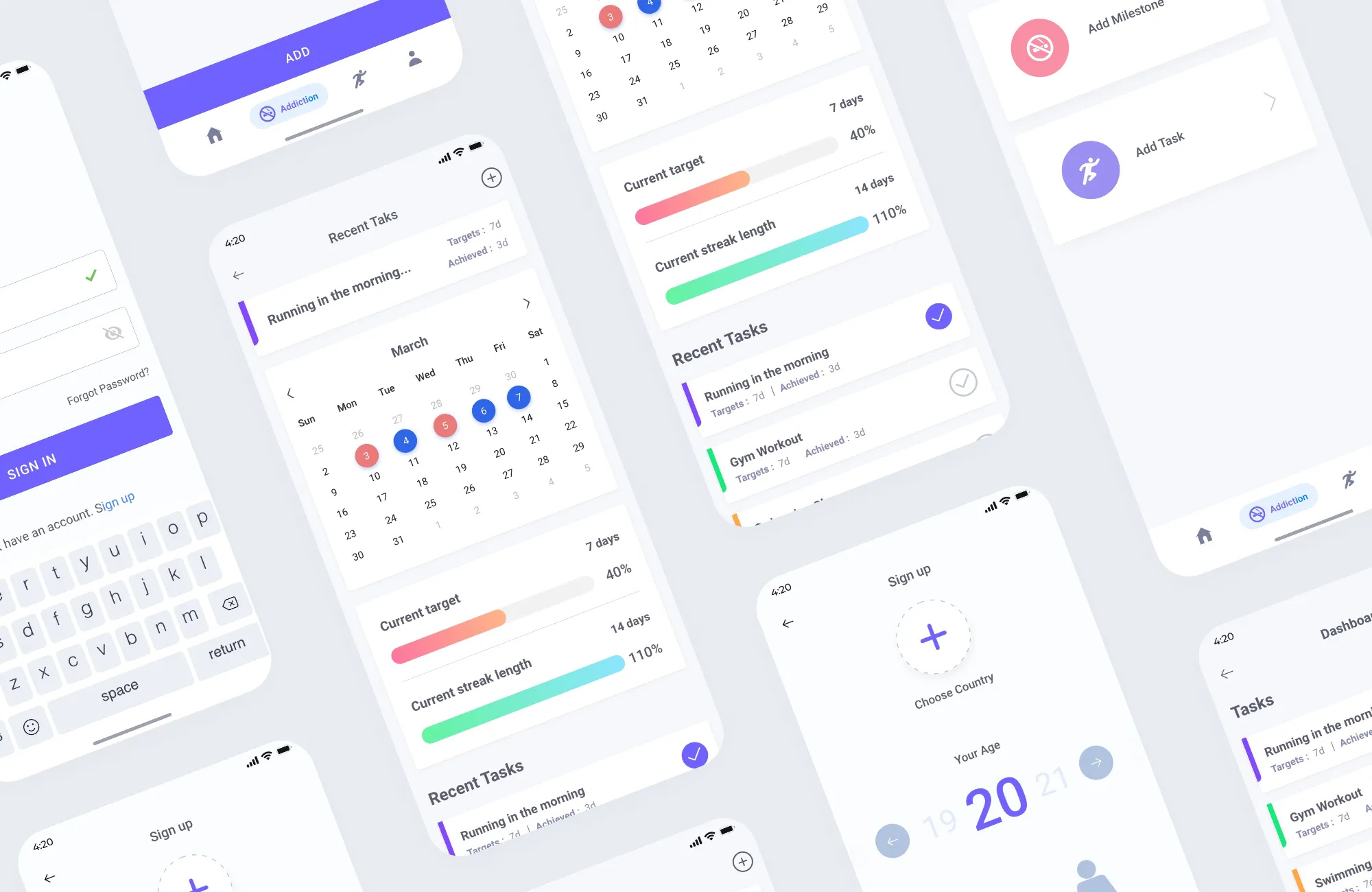 Addiction Recovery App addiction android app ios minimal recovery ui uidesign