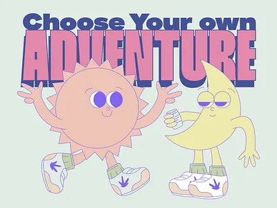 Sativa & Indica cbd character character design design graphic design illustration indica moon sativa smoke shop sun