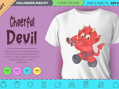 Cheerful little devil. Halloween mascot. cartoon character fawn halloween illustration imp little devil mascot monster noai vector