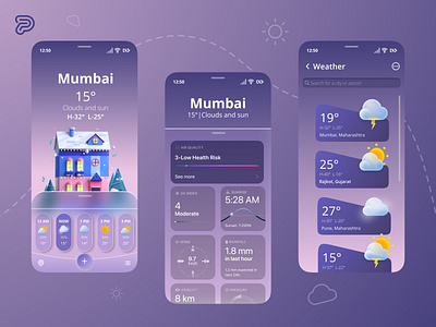Weather App app app interaction colorful web design figma homepage ios mobil temperature ui ui design weather app