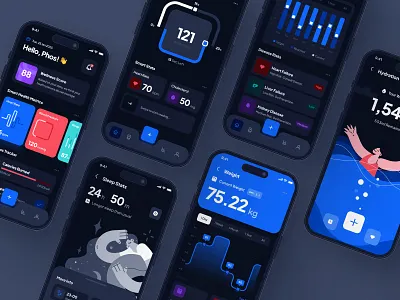 asklepios UI Kit: AI Healthcare & Wellness | Dark Mode UI UX AI app blue clean dark diet app doctor app fitness app health health app health tracker app healthcare healthcare ai healthcare chatbot minimal mobile tracker ui ui kit virtual care wellness