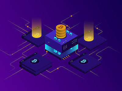 Bitcoin Isometric Concept illustration bitcoin bitcoin vector crypto cryptocurrency currency design illustration isometric isometric design technology vector web