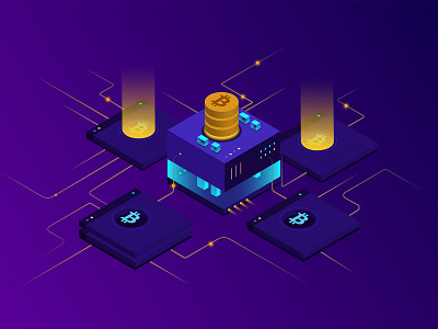 Bitcoin Isometric Concept illustration bitcoin bitcoin vector crypto cryptocurrency currency design illustration isometric isometric design technology vector web