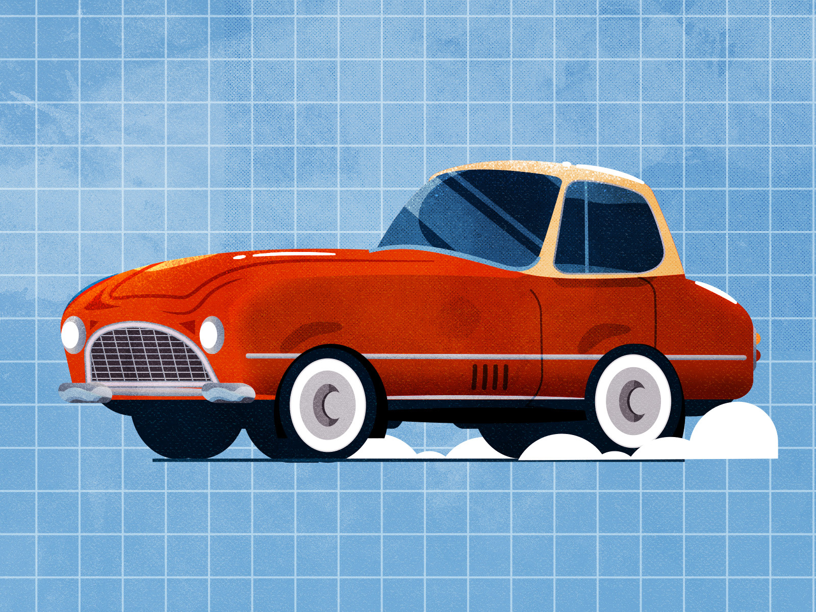 Long nosed Ferrari automobile car design ferrari illustration illustrator minimalist oldtimer racecar texture vector vintage