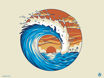 Wave apparel beach cel shading clothing commission illustration merch ocean sea sun set t shirt t shirtdesign tee tshirt tshirt design vector wave