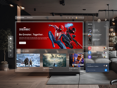 Apple Vision Pro Spatial UI - Playstation Dashboard gaming ui graphic design interface mordern spatial ui ui ui design uiux vision vision pro