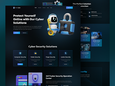 CyberSecurity Solution Landing Page. blockchain landing page website security