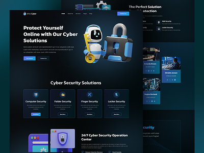 CyberSecurity Solution Landing Page. blockchain landing page website security