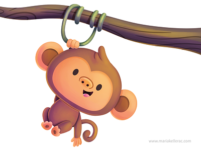 Hang in there cartoon character children cute hang illustration ilustracion kawaii kidlitart kids mexico monkey mono ozaru procreate singe
