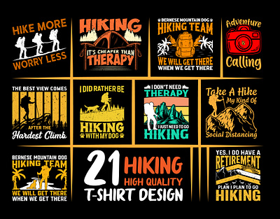 Custom Hiking T-Shirt Design Bundle adventure branding design fashion funny graphic design hike hiking relaxing shirt style summer t t shirt t shirt design tee trends trendy typography vector