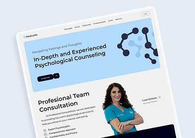 Consultation Psychology - Medicalife Website consultation doctor flatdesign hospital illustration inspiration landingpage minimalism motiondesign psychology sick simple ui uidesign ux webdesign website