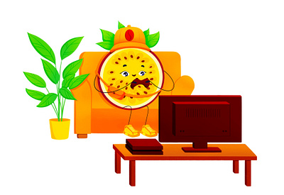 Passion fruit player. Brand character brand character branding bright coffee cafe cute design food illustration fruit illustration kids logo maracuya passion fruit photoshop