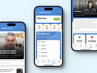 Azures - Mobile Kit & PWA Template - Medical App android app card layout clinic design doctor doctor app doctor profile page health health app health app ui homepage design ios iphone medical app medical ui mobile sidebar ui ux