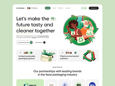 Eco Packaging Website UI design eco eco friendly eco packaging ecologic environmental friendly food packaging green packaging harmless landing page packaging recyclable renewable sustainable ui ui ux web design webdesign website zeero waste