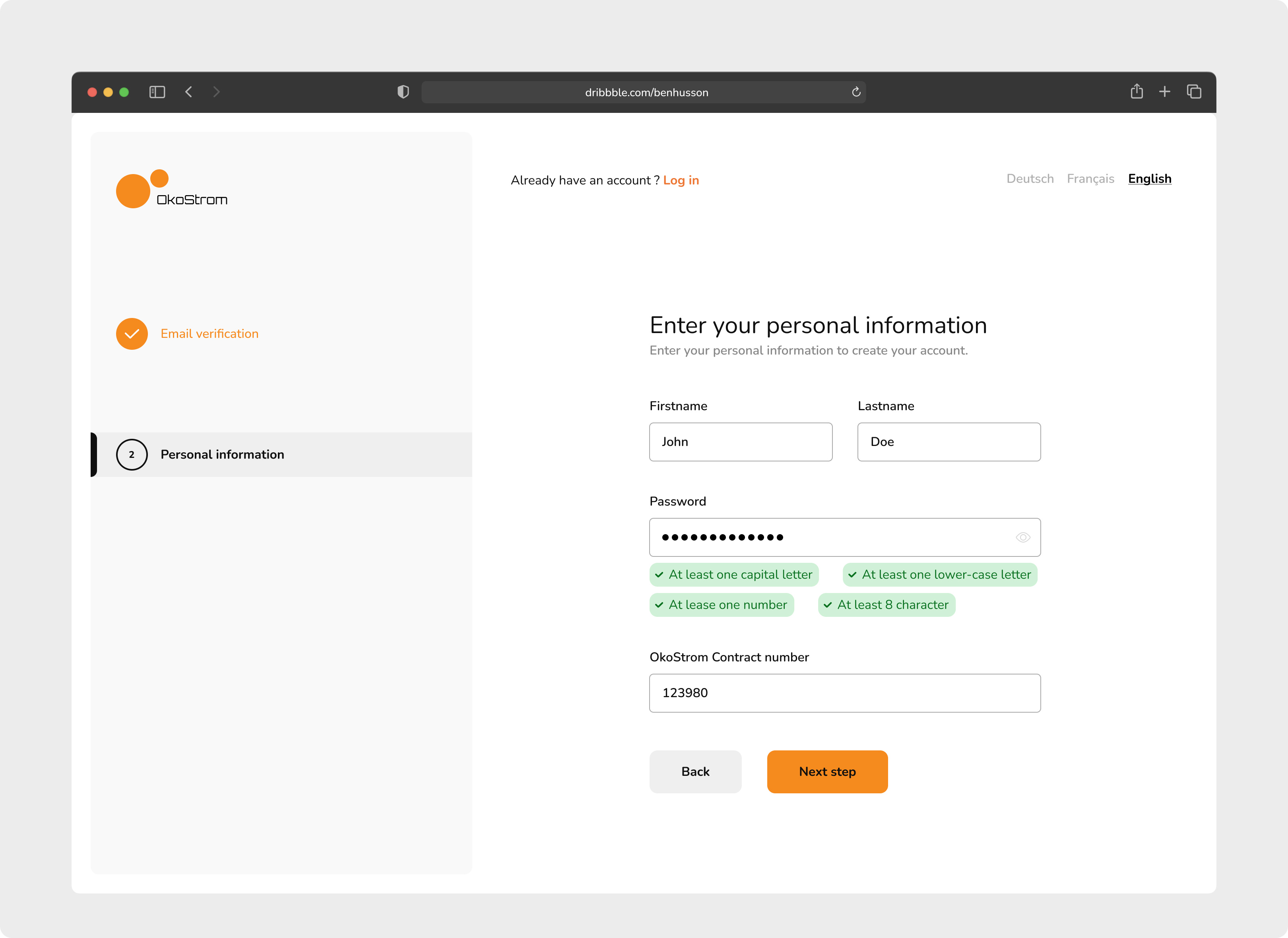 UI - Sign-up form with inline validation by Benoit Husson on Dribbble