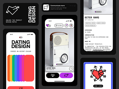 Dating Design App Concept app bento branding dating design logo typography ui ux