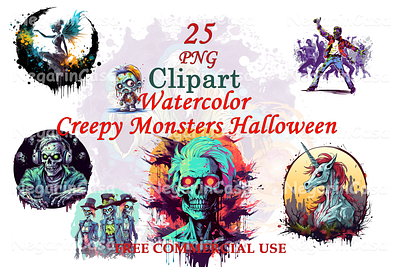 Creepy Monsters Halloween graphic design