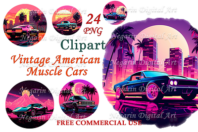 Vintage Amerizan Muscle Cars graphic design