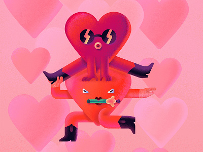love character dance digital digital art flower fun haracter design heart illustration love pink red vector